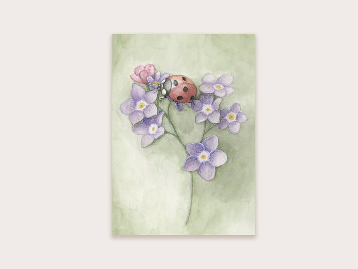 Ansichtkaart lieveheersbeestje met bloemen | Kaart Appeloogje