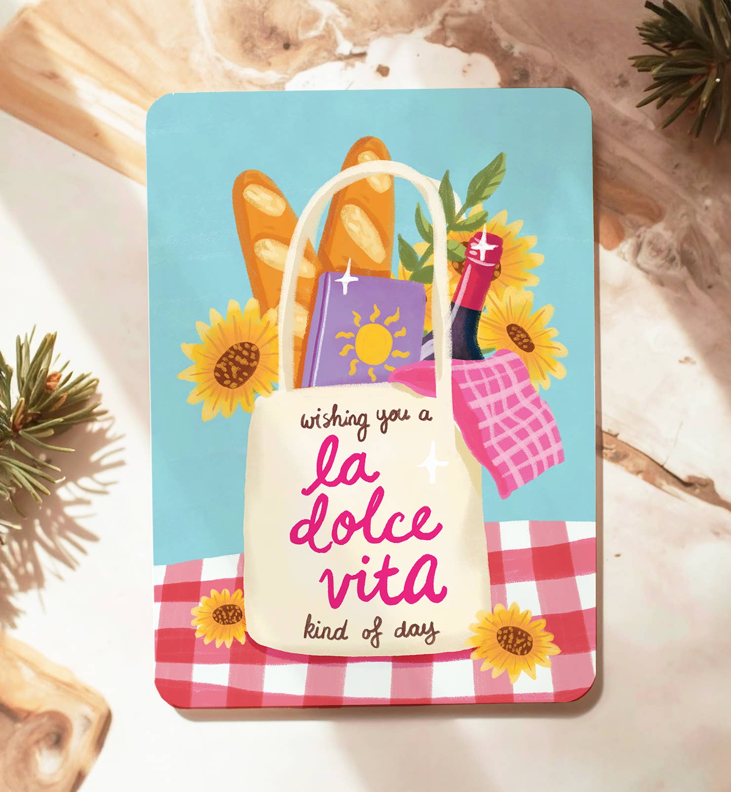 Kaart La Dolce Vita tas wijn boek zomer zomaar | Kaart Aniet Illustration