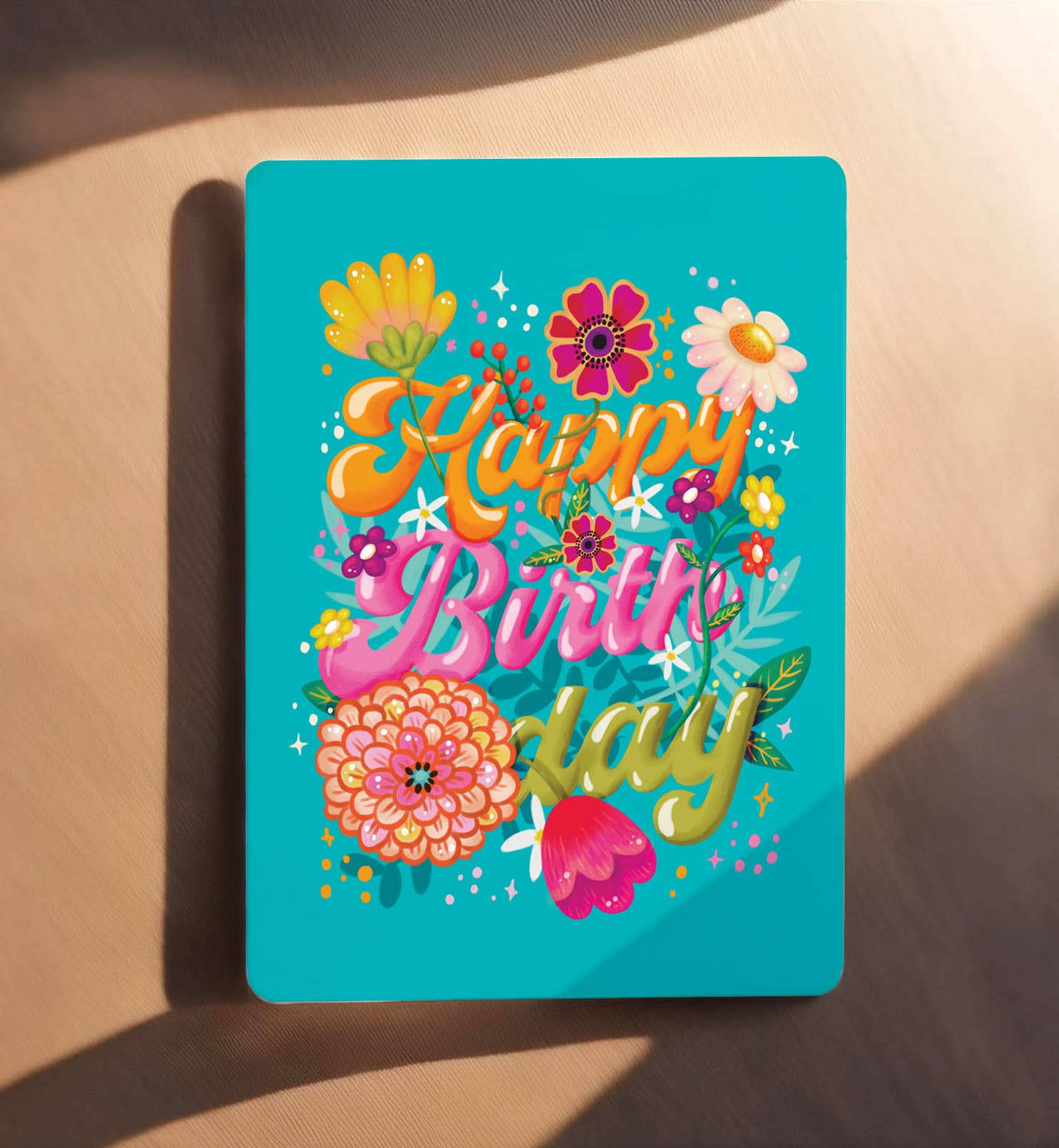 Kaart verjaardag birthday met bloemen vrolijk ansichtkaart