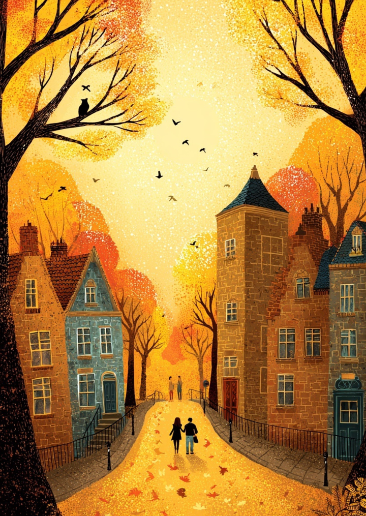 Golden Season: Autumn Avenue | Kaart Fripperies