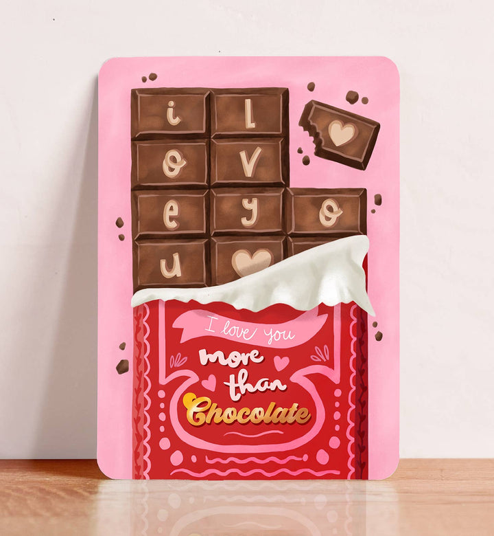 Kaart valentijn love you than chocolate liefde ansichtkaart