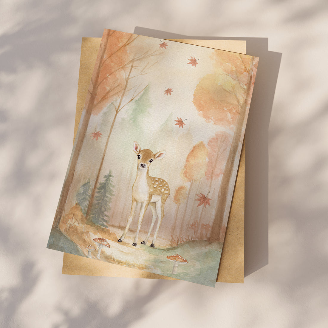 Ansichtkaart hert in herfstbos | Kaart Appeloogje