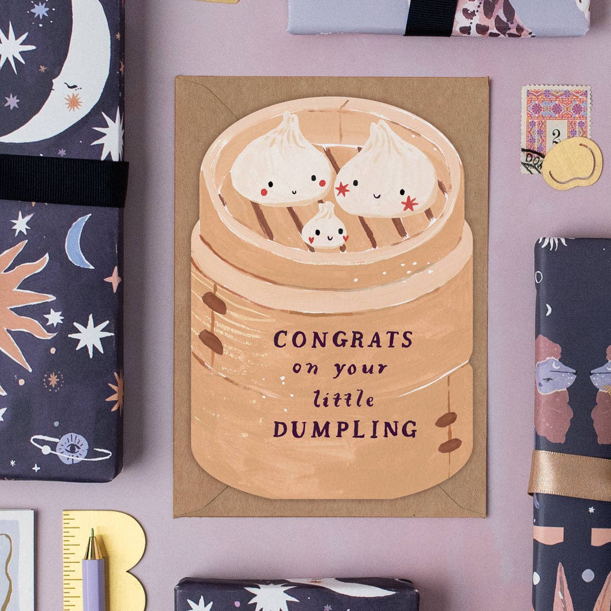 Dumpling-kaart voor pasgeboren baby | Geboortekaarten