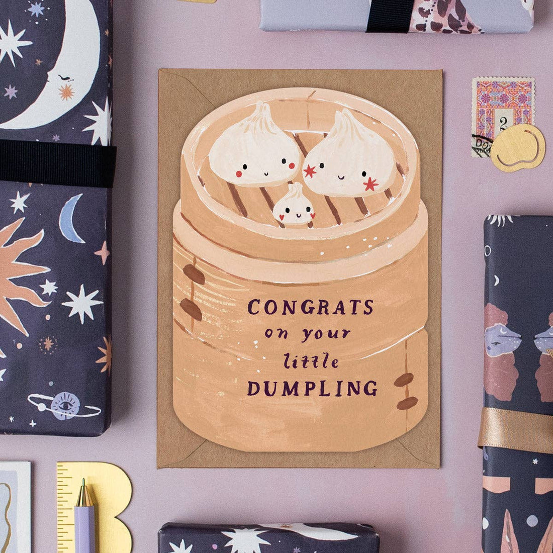 Dumpling-kaart voor pasgeboren baby | Geboortekaarten