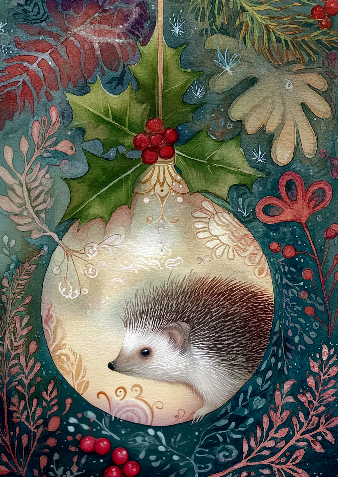 Christmas Baubles: Egel | Kaart Fripperies