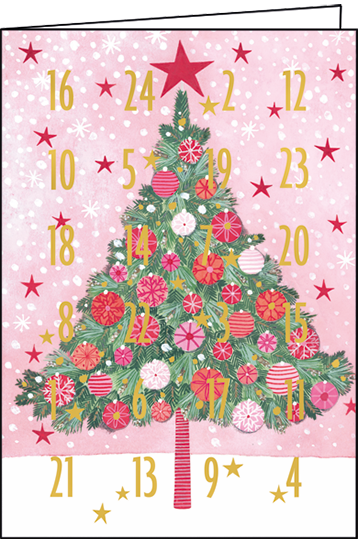 Kerstboom roze | Adventkalender kaart Edition Gollong