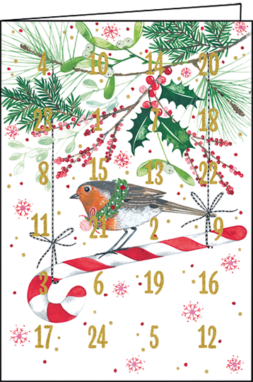 Roodborstje op zuurstok | Adventskalender kaart Edition Gollong