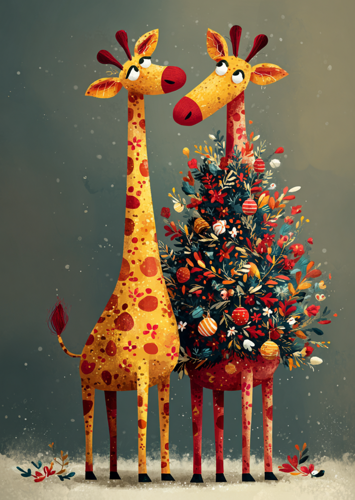 Celebrating Togetherness: Christmas Tree Giraffe | Kaart Fripperies