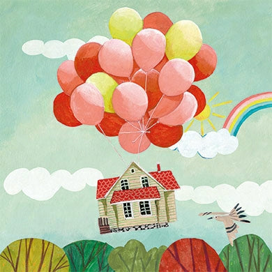 Huis met luchtballonnen | Kaart Caroline Bonne-Müller