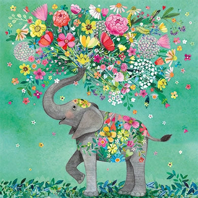 Olifant met bloemen | Kaart Mila Marquis