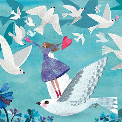 Vrouw met witte vogels  | Kaart Mila Marquis