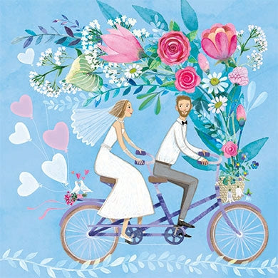 Bruidspaar op fiets  | Kaart Mila Marquis