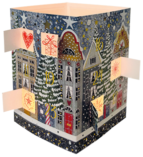 Winter huisjes | Theelichtjes adventskalender kaart Edition Gollong