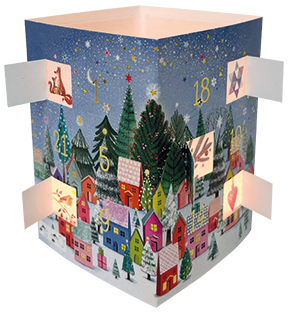 Stad in winter | Theelichtjes adventskalender kaart Edition Gollong