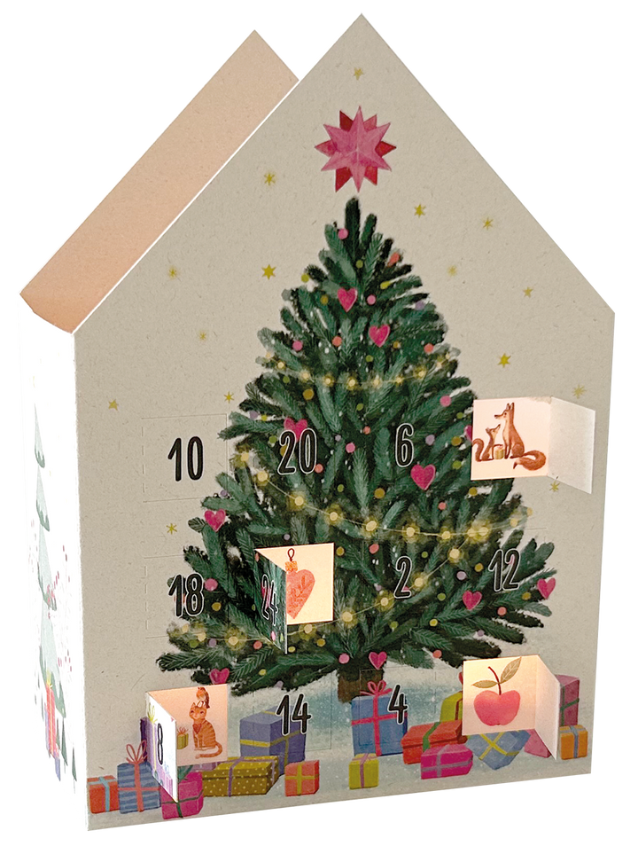 Kerstboom | Theelichtjeshuis adventskalender kaart Edition Gollong