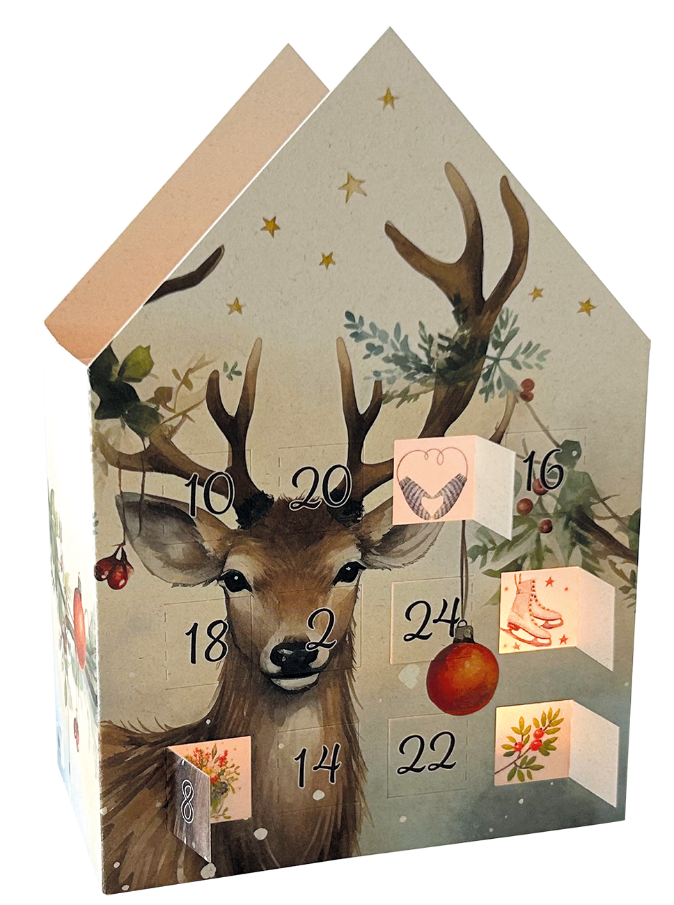 Hert | Theelichtjeshuis adventskalender kaart Edition Gollong