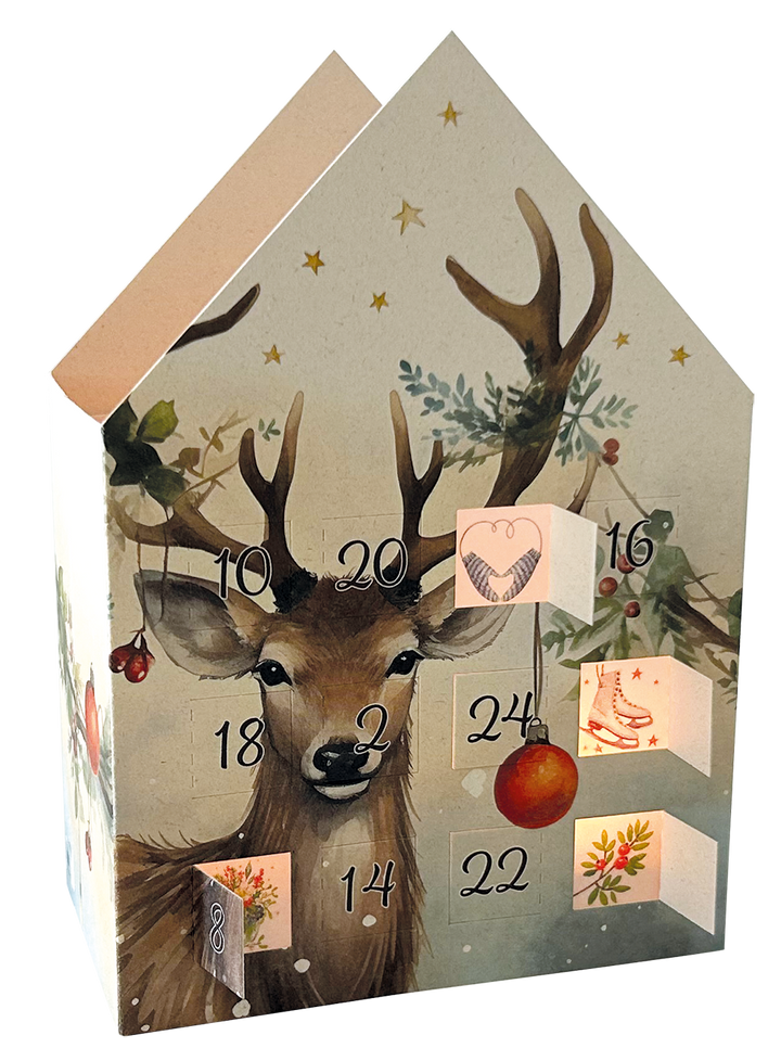 Hert | Theelichtjeshuis adventskalender kaart Edition Gollong