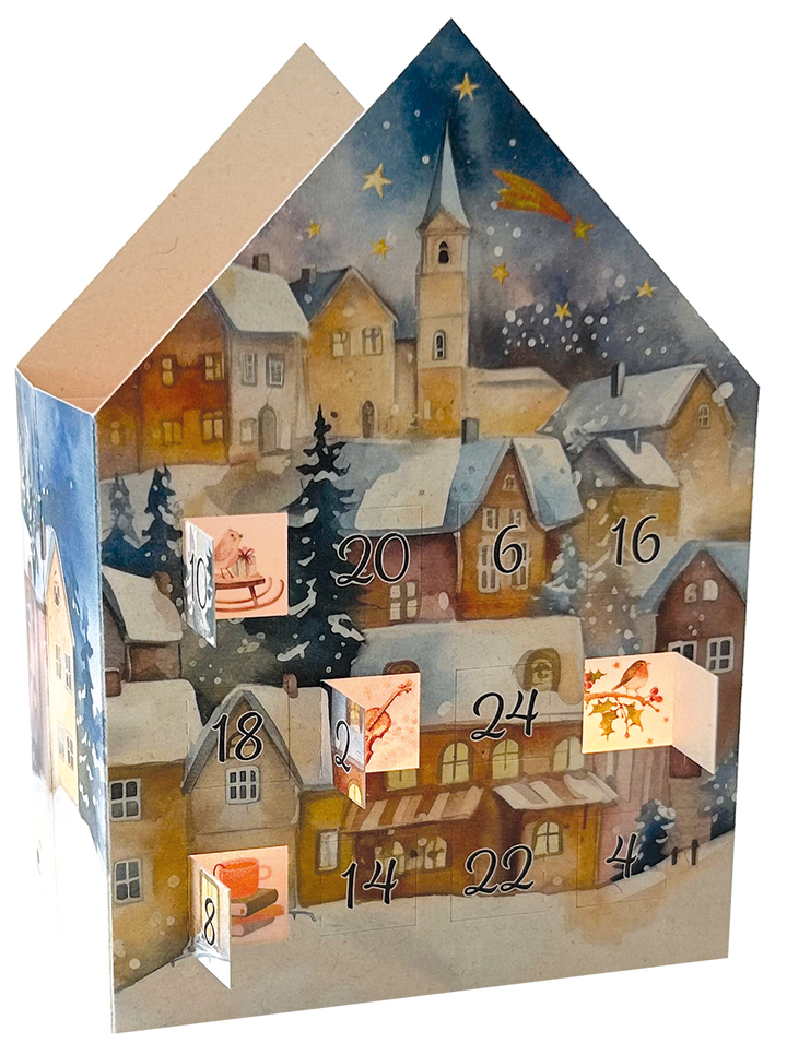Stad | Theelichtjeshuis adventskalender kaart Edition Gollong