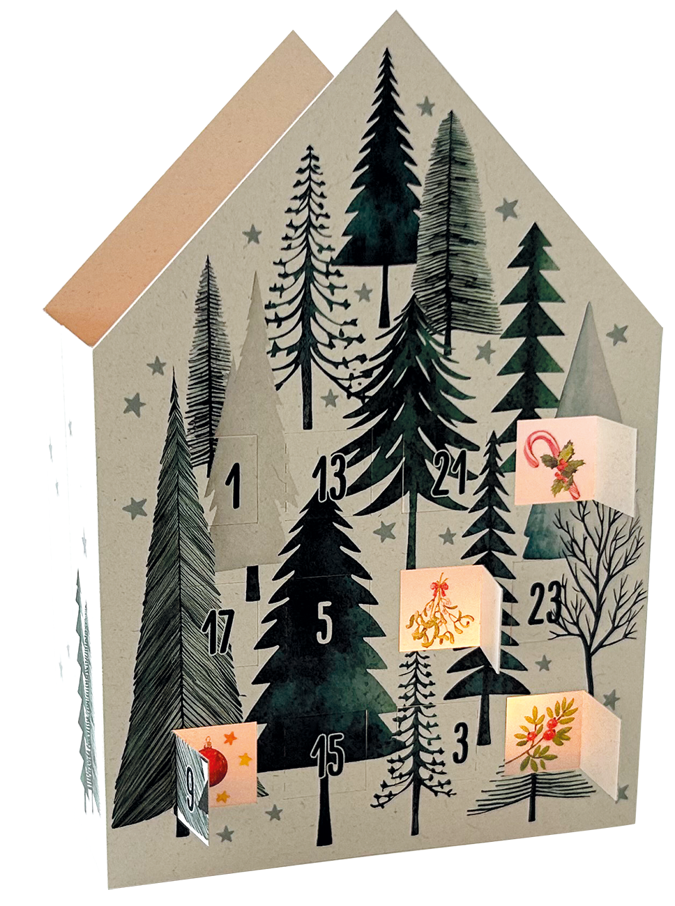 Dennenbomen | Theelichtjeshuis adventskalender kaart Edition Gollong