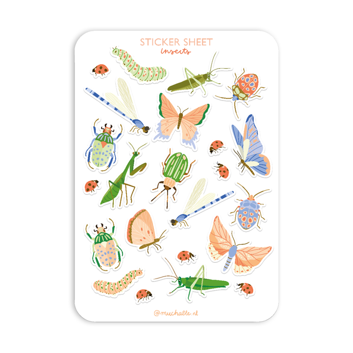 A5 stickervel/stickersheet - kriebelbeestjes/insects