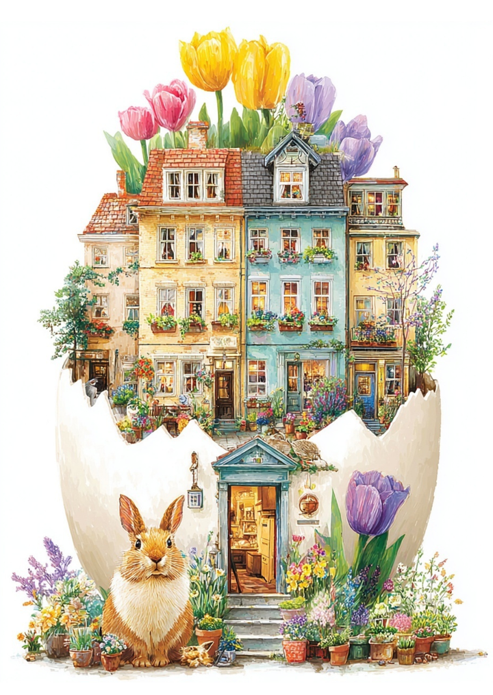 Spring Mood: Het huis in het Ei | Kaart Fripperies