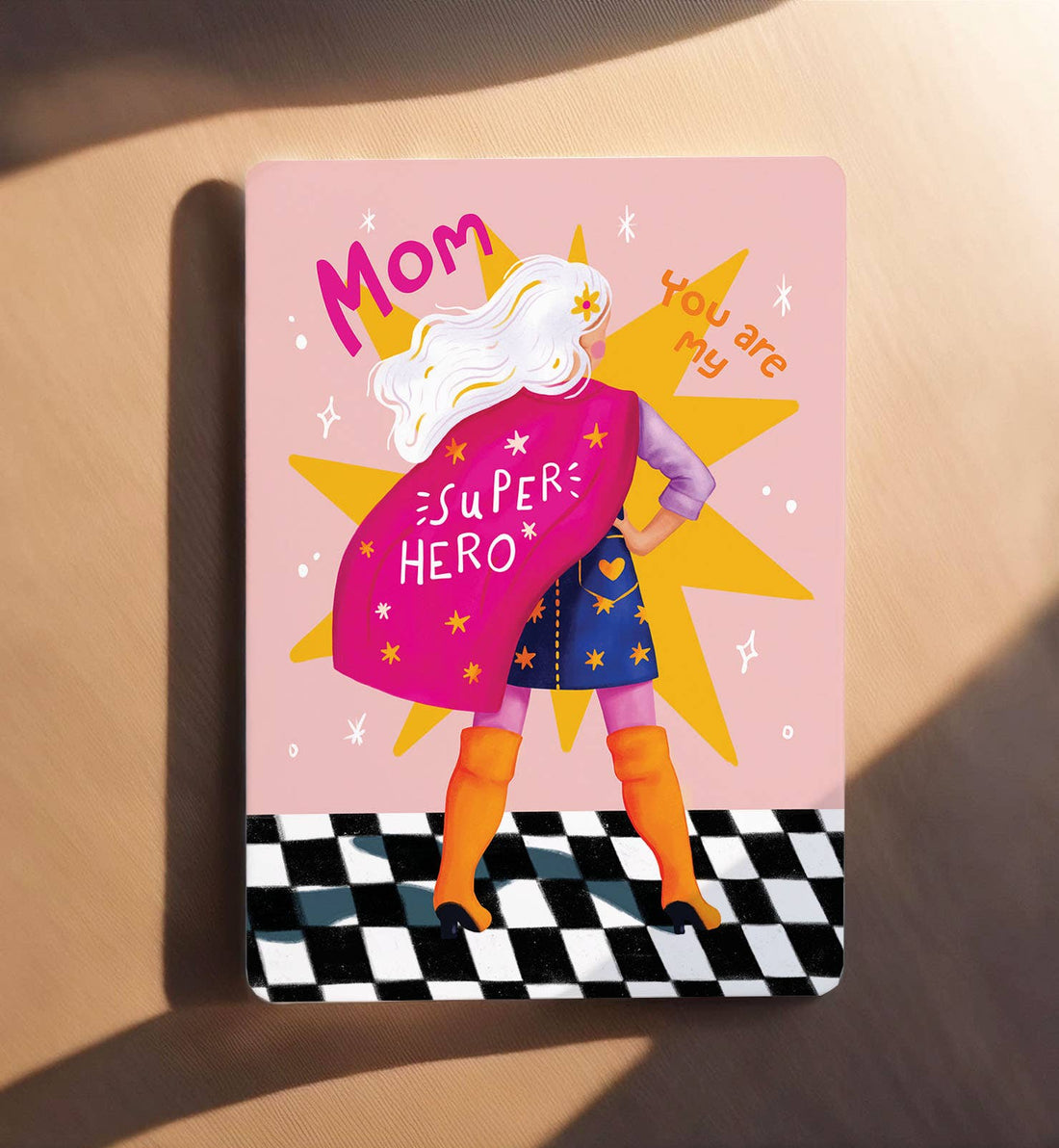 Kaart moederdag super hero vrouw oma moeder ansichtkaart