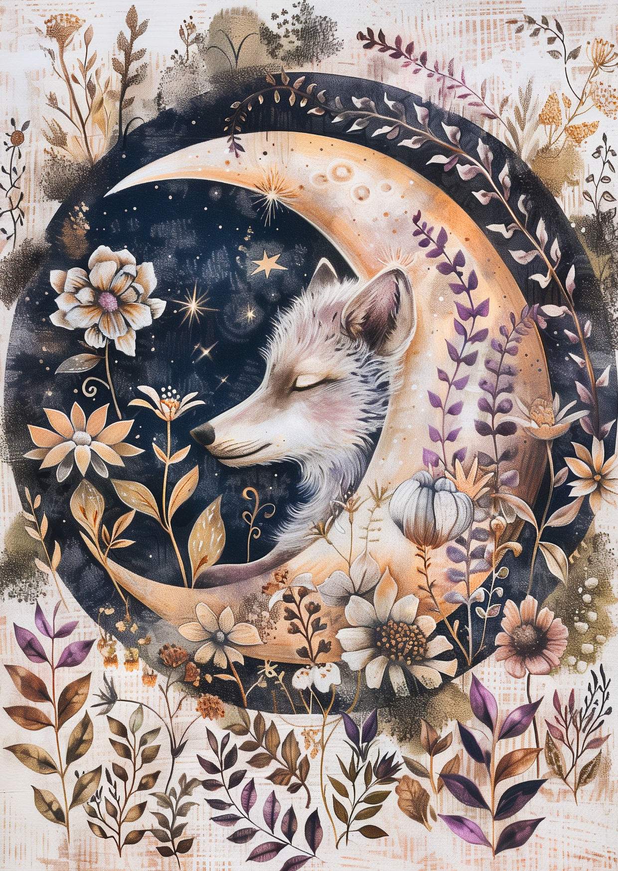 Moon Animals: Wolf | Kaart Fripperies