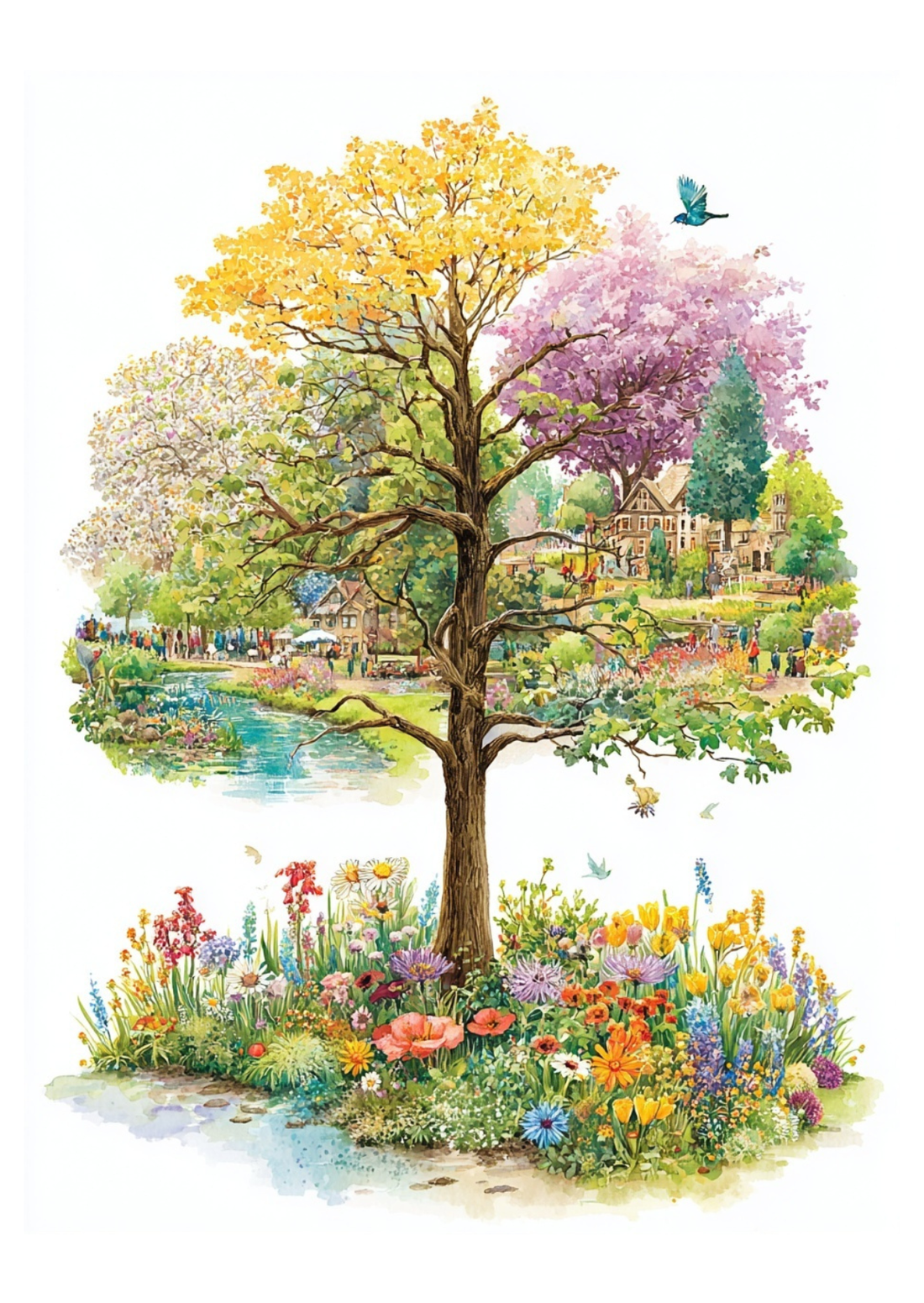 Spring Mood: Boom van Seizoenen | Kaart Fripperies