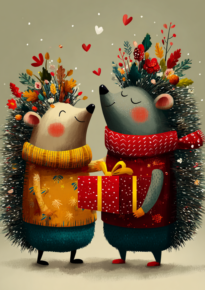 Celebrating Togetherness: Hedgehogs Christmas | Kaart Fripperies