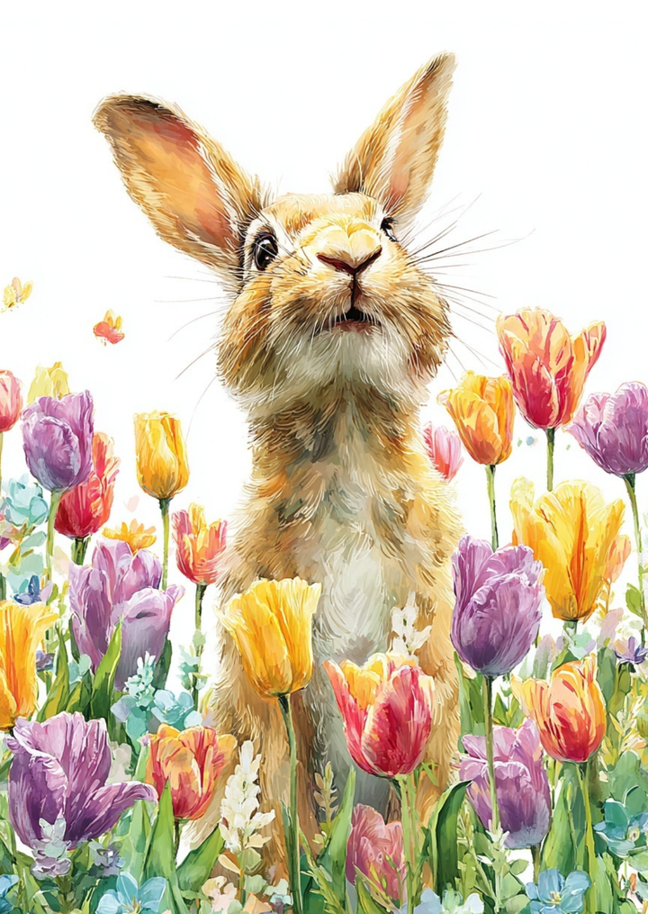 Spring Mood: Konijn in het veld | Kaart Fripperies