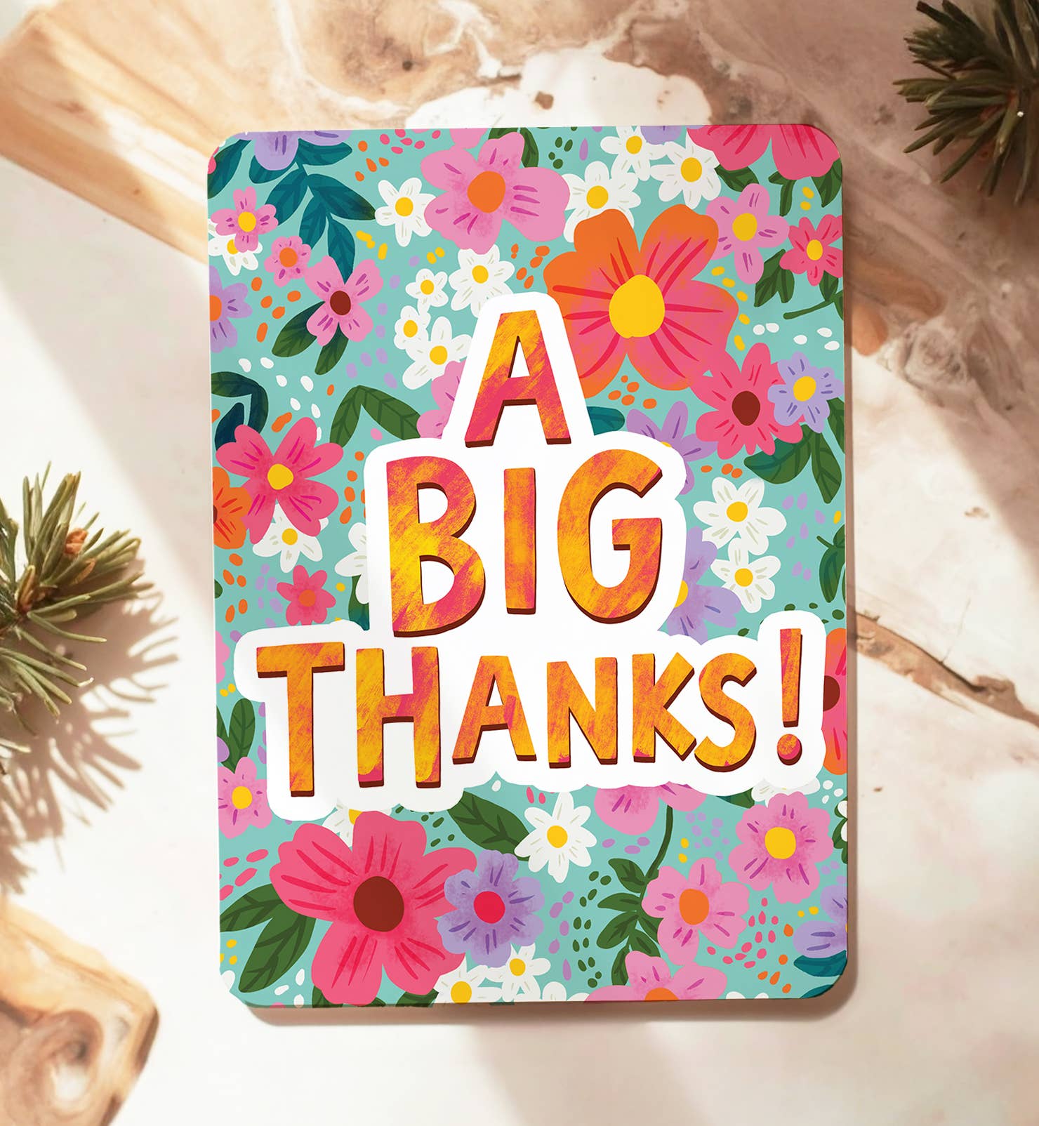 Kaart bedankt a big thanks bloemen vrolijk | Kaart Aniet Illustration