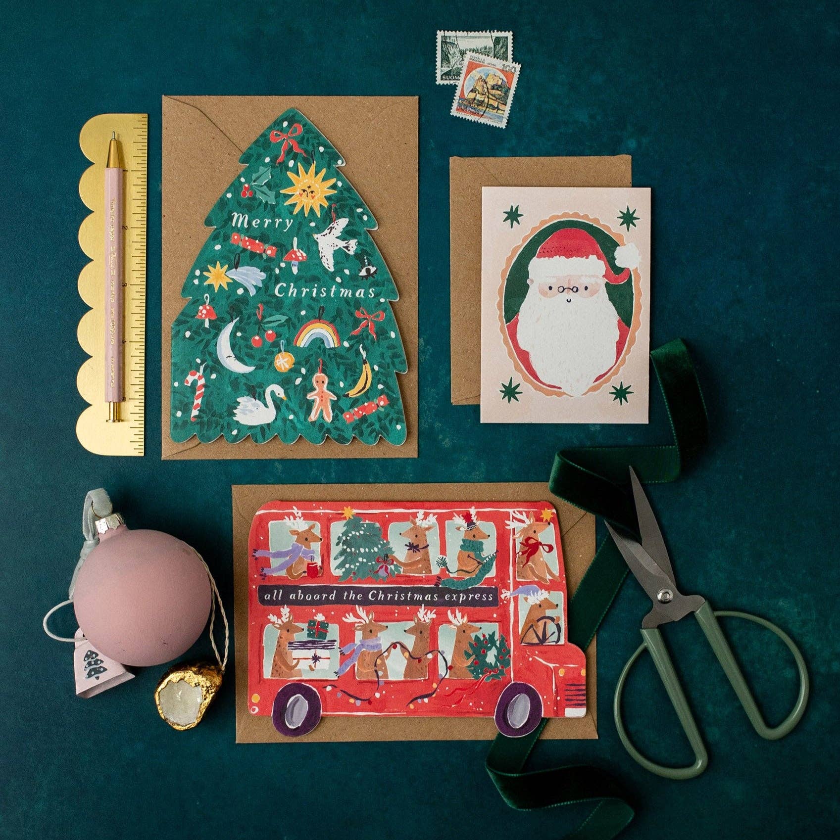 Kerstkaart in de vorm van een boom | Feestdagenkaarten | Kerstmis 2026