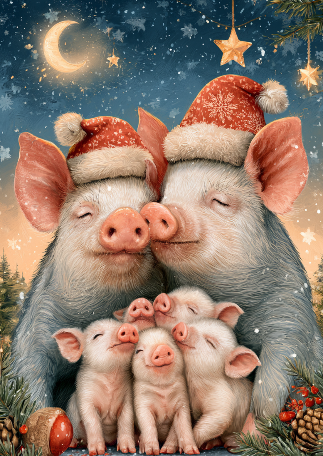 Christmas Cuddles: Varkentjes | Kaart Fripperies