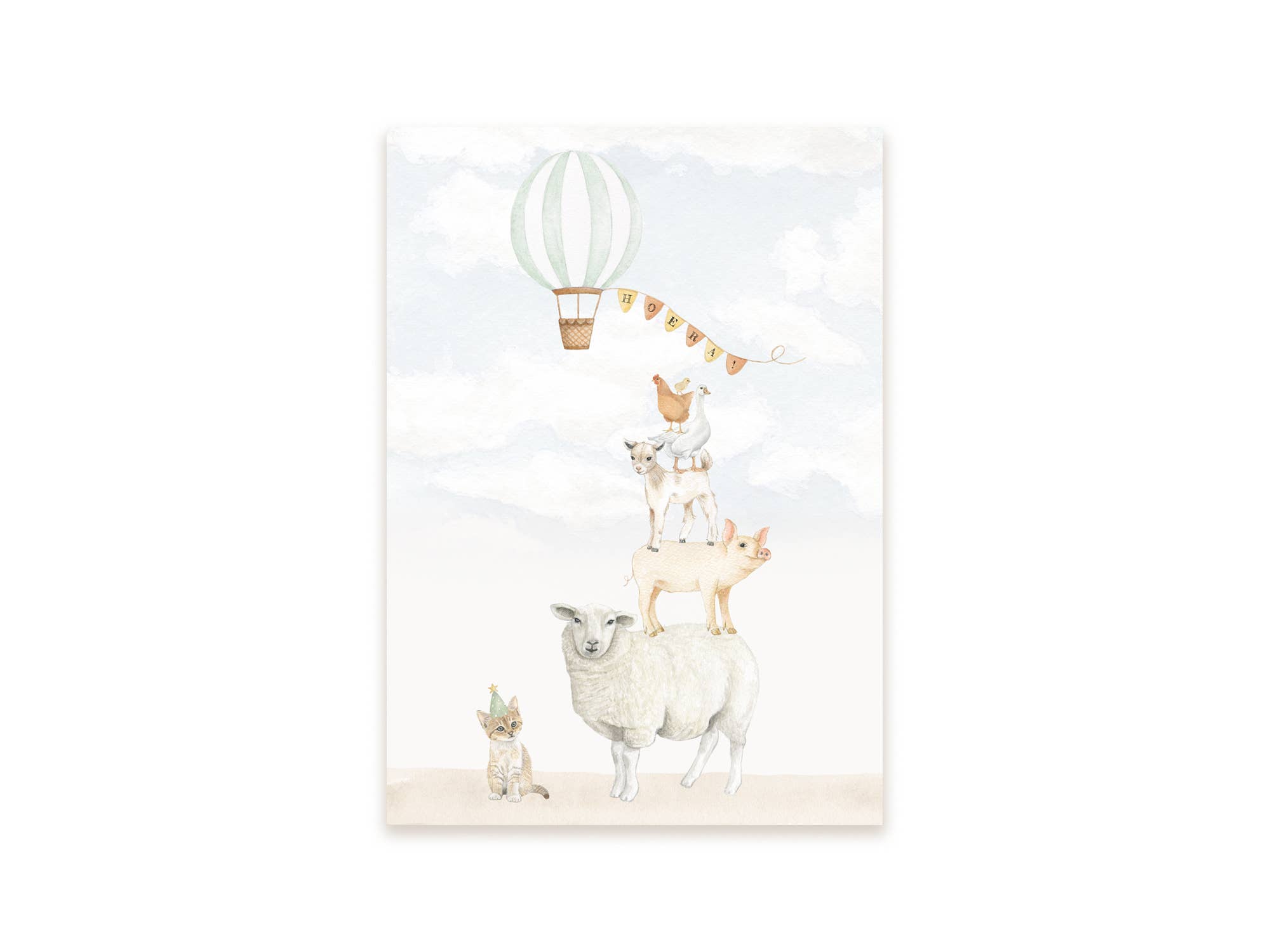 Ansichtkaart boerderijdieren hoera | Kaart Appeloogje