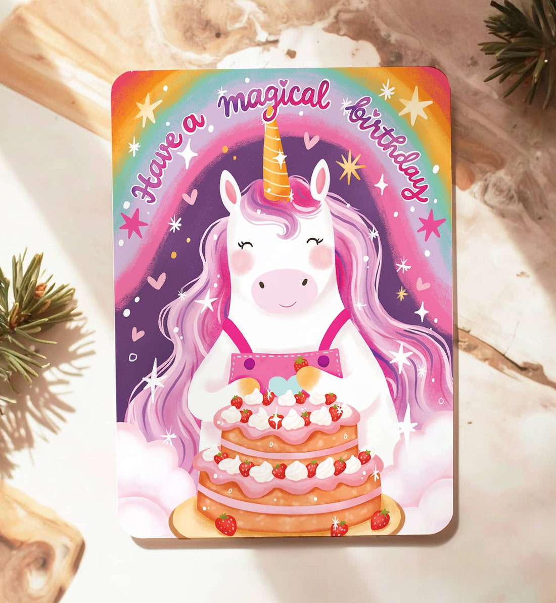 Kaart felicitatie meisje eenhoorn verjaardag ansichtkaart