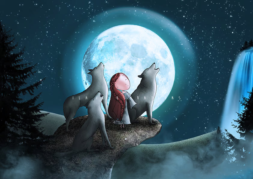 223 - Howling at the moon | Kaart Ila Illustrations