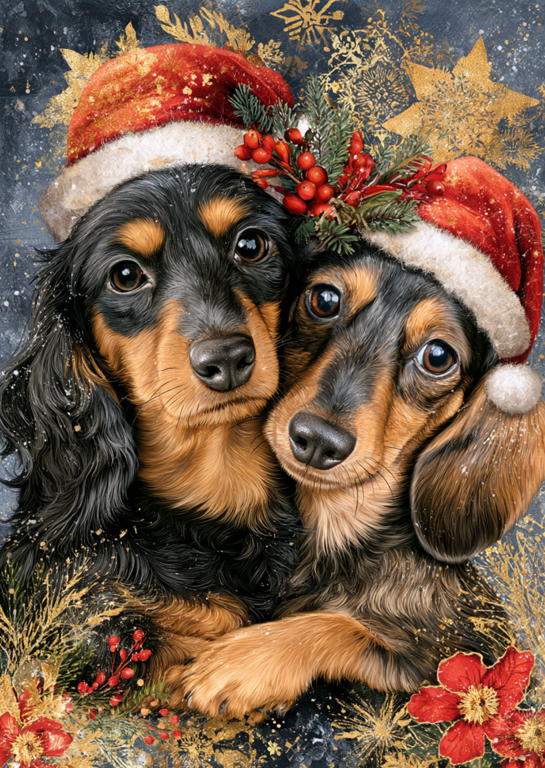 Christmas Cuddles: Teckel | Kaart Fripperies