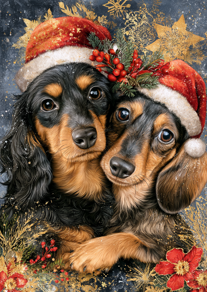 Christmas Cuddles: Teckel | Kaart Fripperies