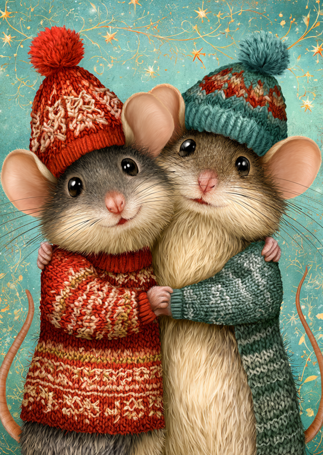 Christmas Cuddles: Muisjes | Kaart Fripperies