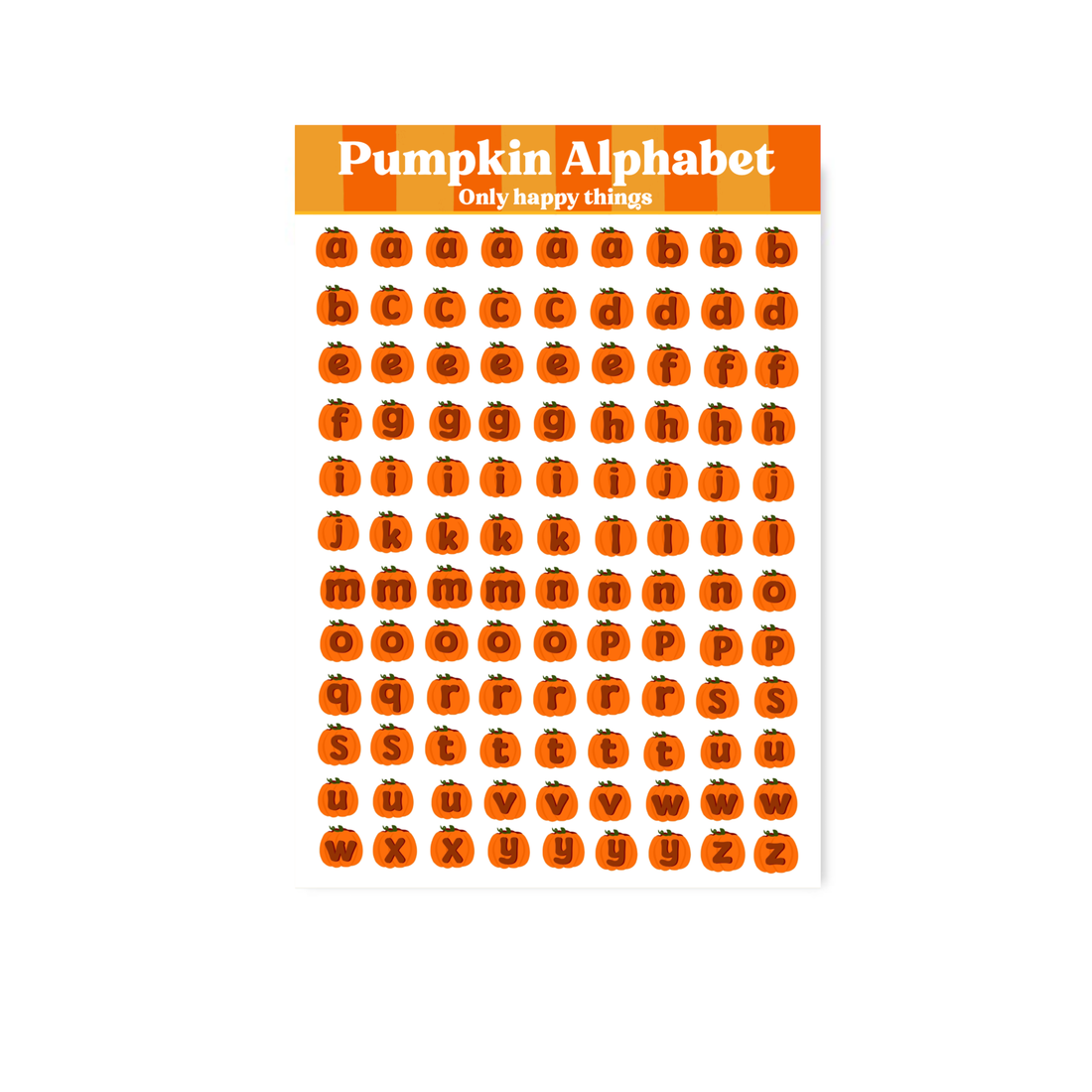 Stickervel Pompoenalfabet A6 | Stickervel Only Happy Things