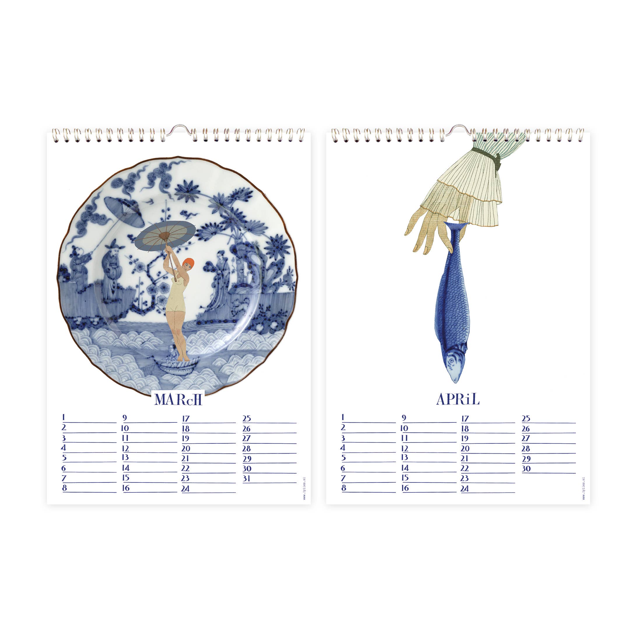 Verjaardagskalender 'Dutch Blue' collages Rijksmuseum A4