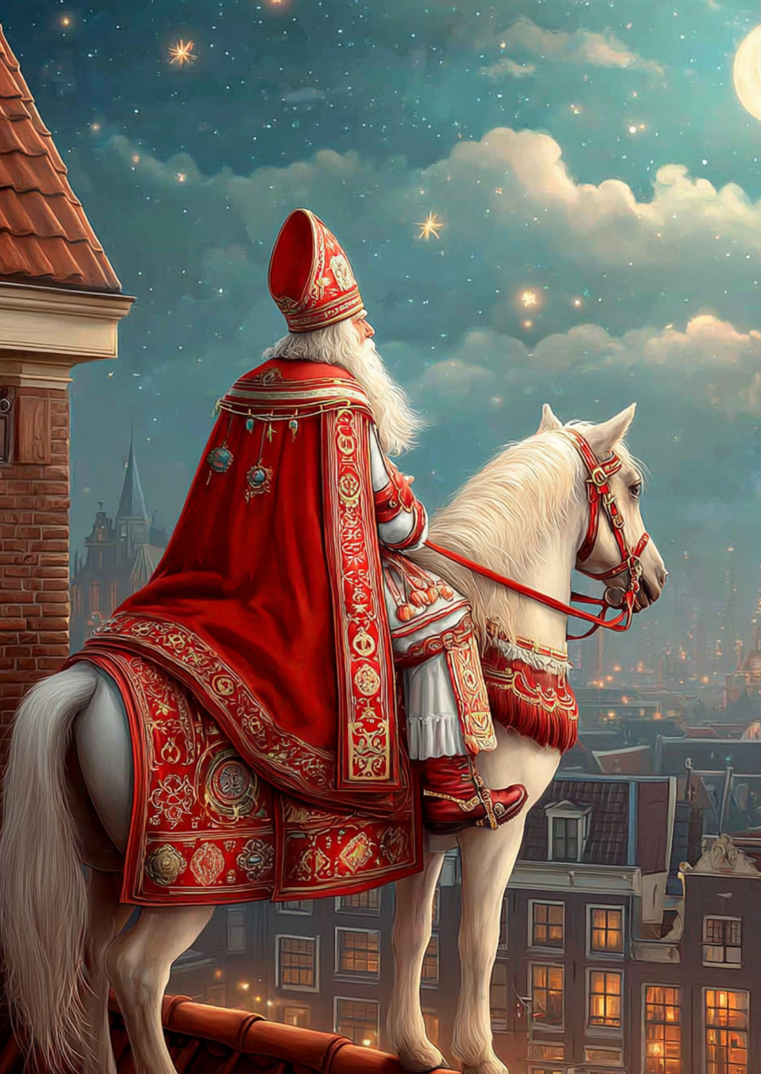 Sinterklaas op dak | Kaart Fripperies