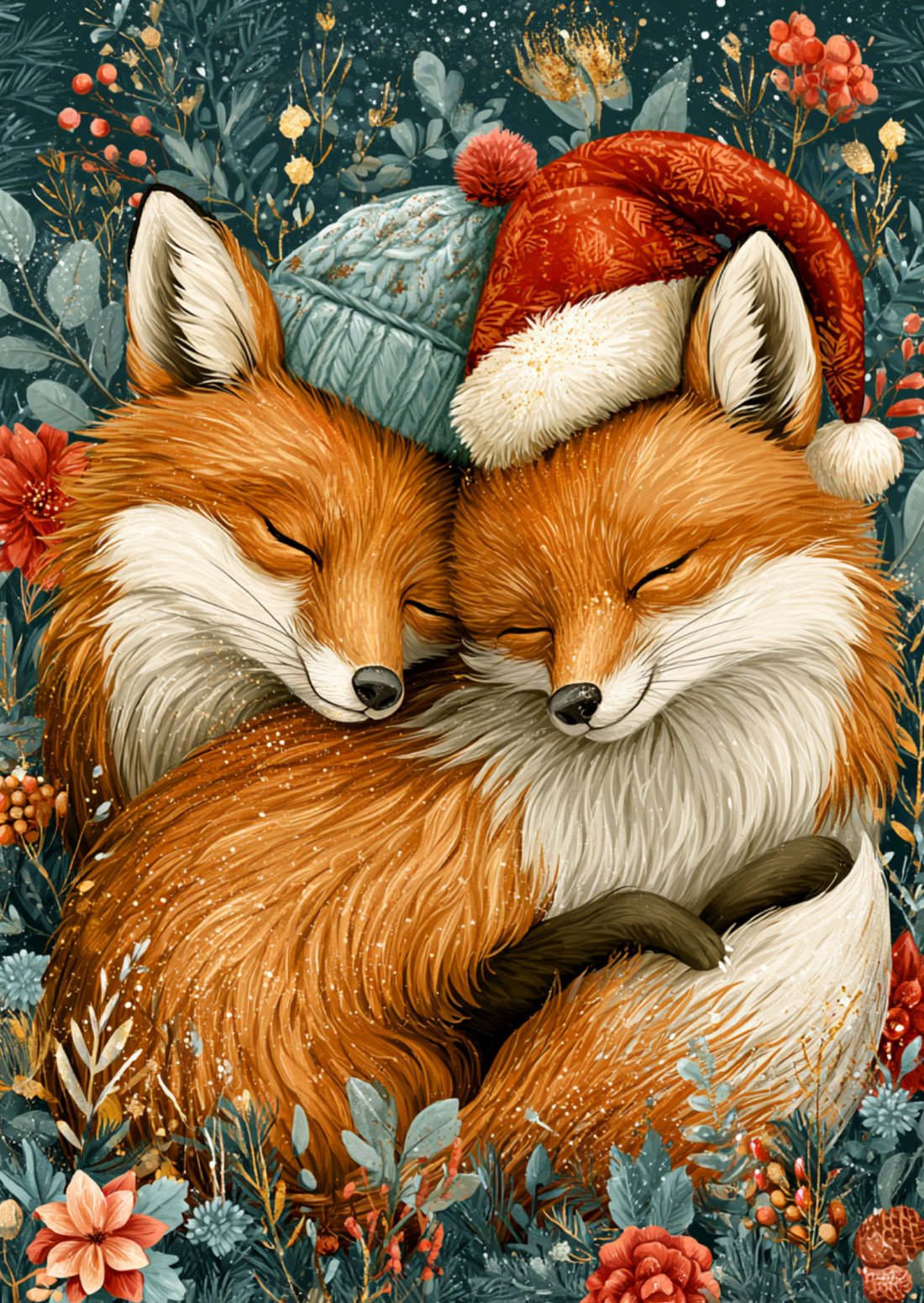 Christmas Cuddles: Vossen | Kaart Fripperies