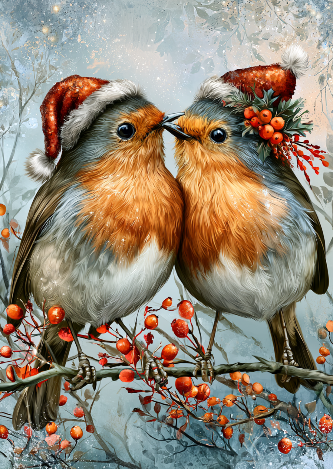 Christmas Cuddles: Roodborstjes | Kaart Fripperies