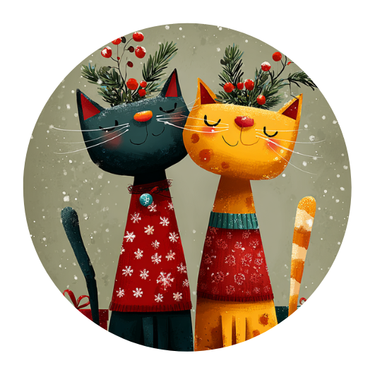 Celebrating Togetherness: Festive Cats | Sluitstickers 10st.