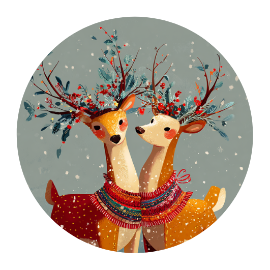 Celebrating Togetherness: Deer of Winter| Sluitstickers 10st.