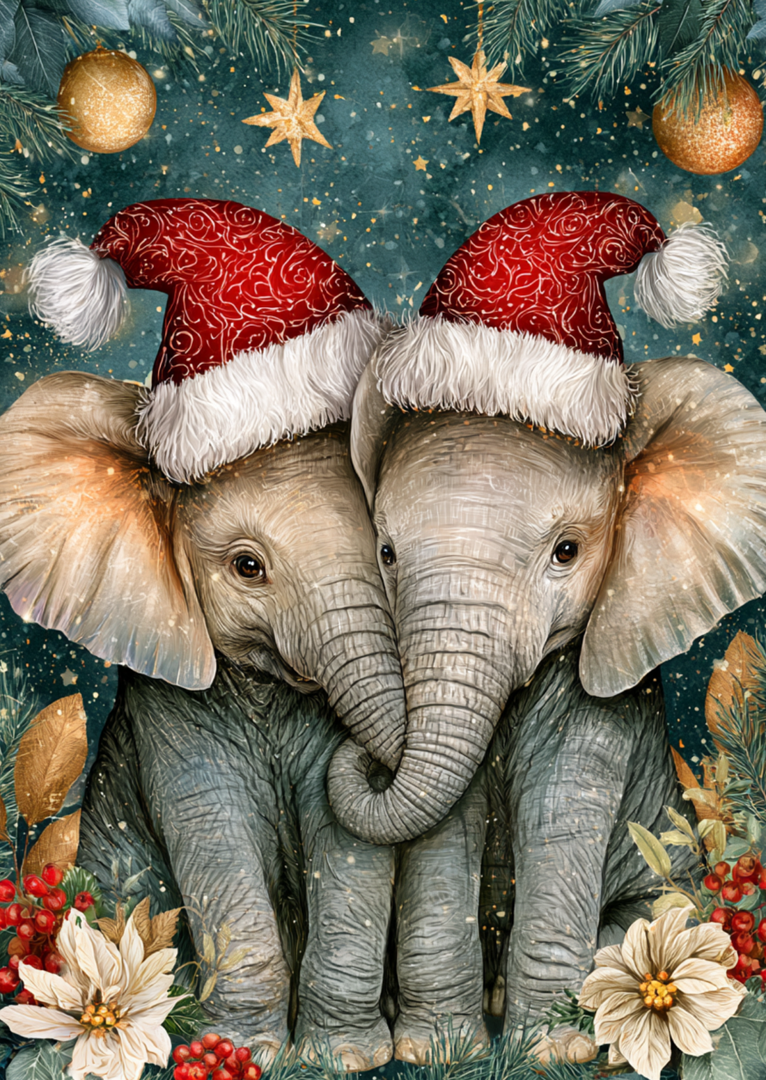 Christmas Cuddles: Olifantjes | Kaart Fripperies