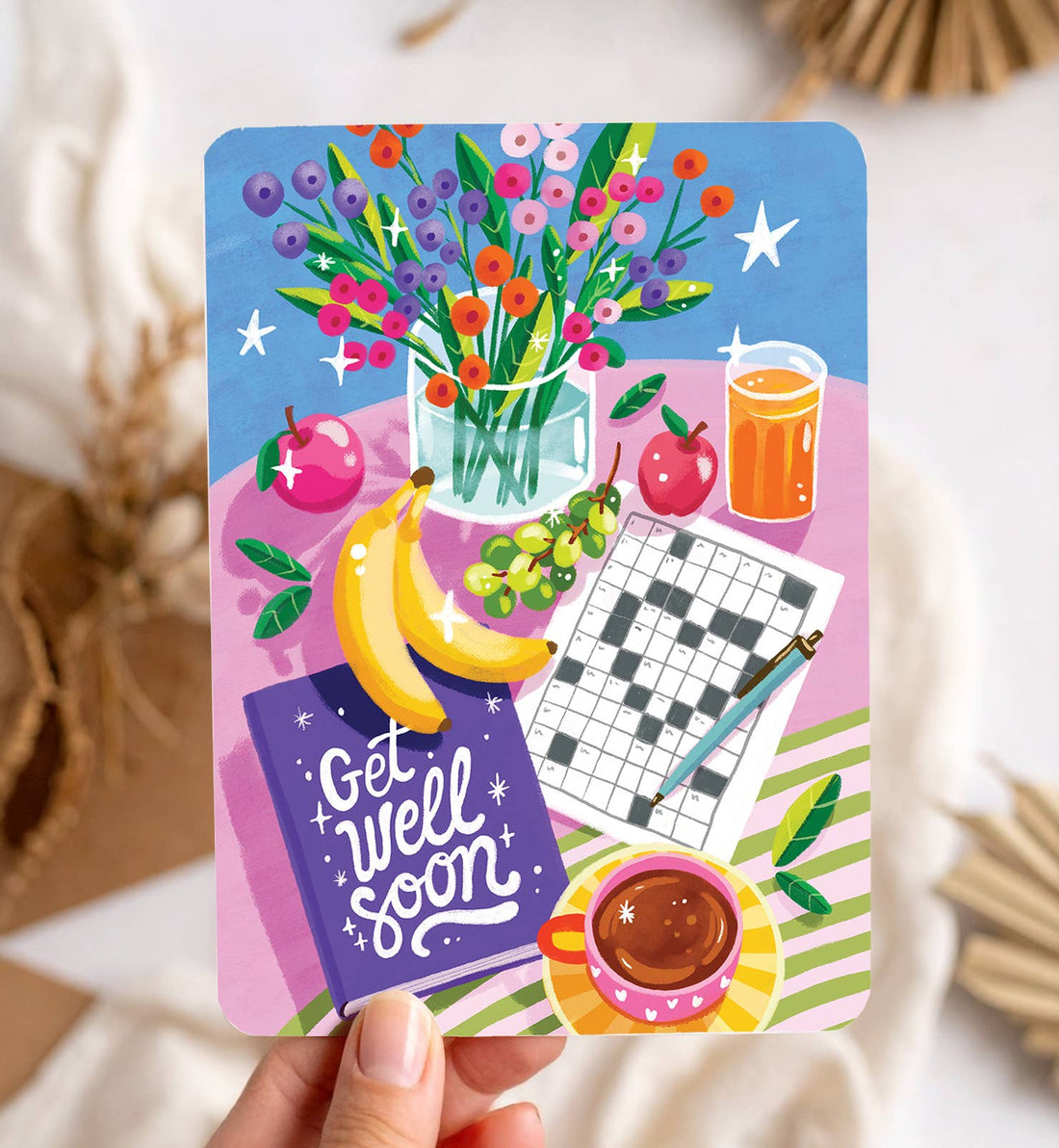 Kaart Get well soon beterschap bloemen fruit | Kaart Aniet Illustration