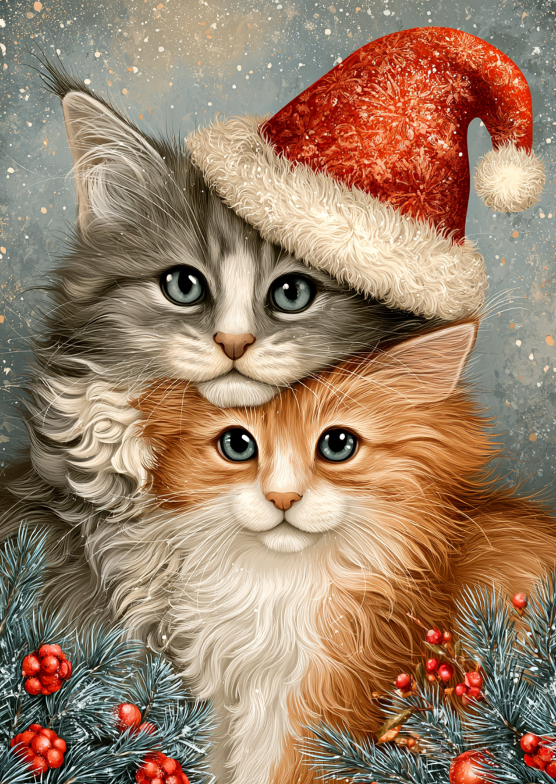 Christmas Cuddles: Katten | Kaart Fripperies