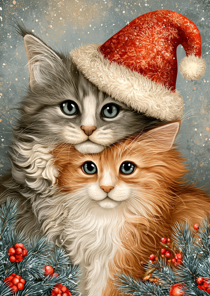 Christmas Cuddles: Katten | Kaart Fripperies